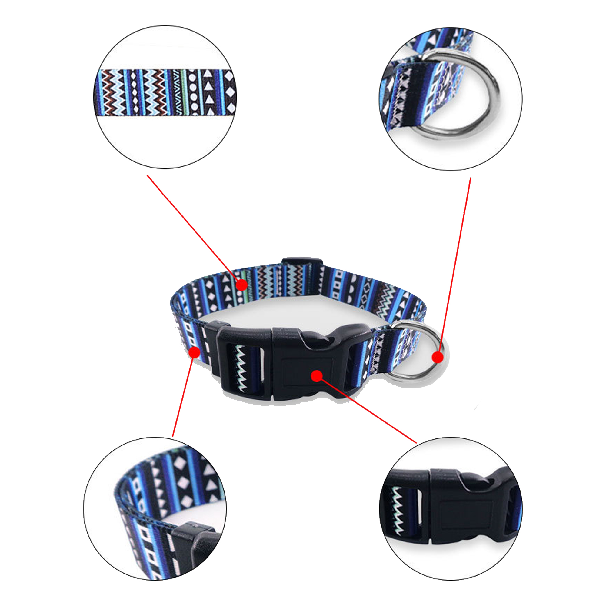 Adjustable Polyester Pet Collar With Buckle Release 3