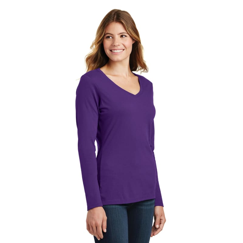 Port & Company Women's Long Sleeve Fan Favorite V-Neck Tee. 81