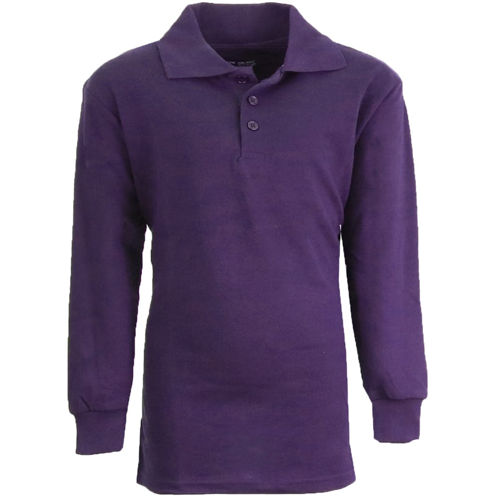 Boys' Uniform Polo Shirts - Sizes 16-20 Purple Long Sleeve 2