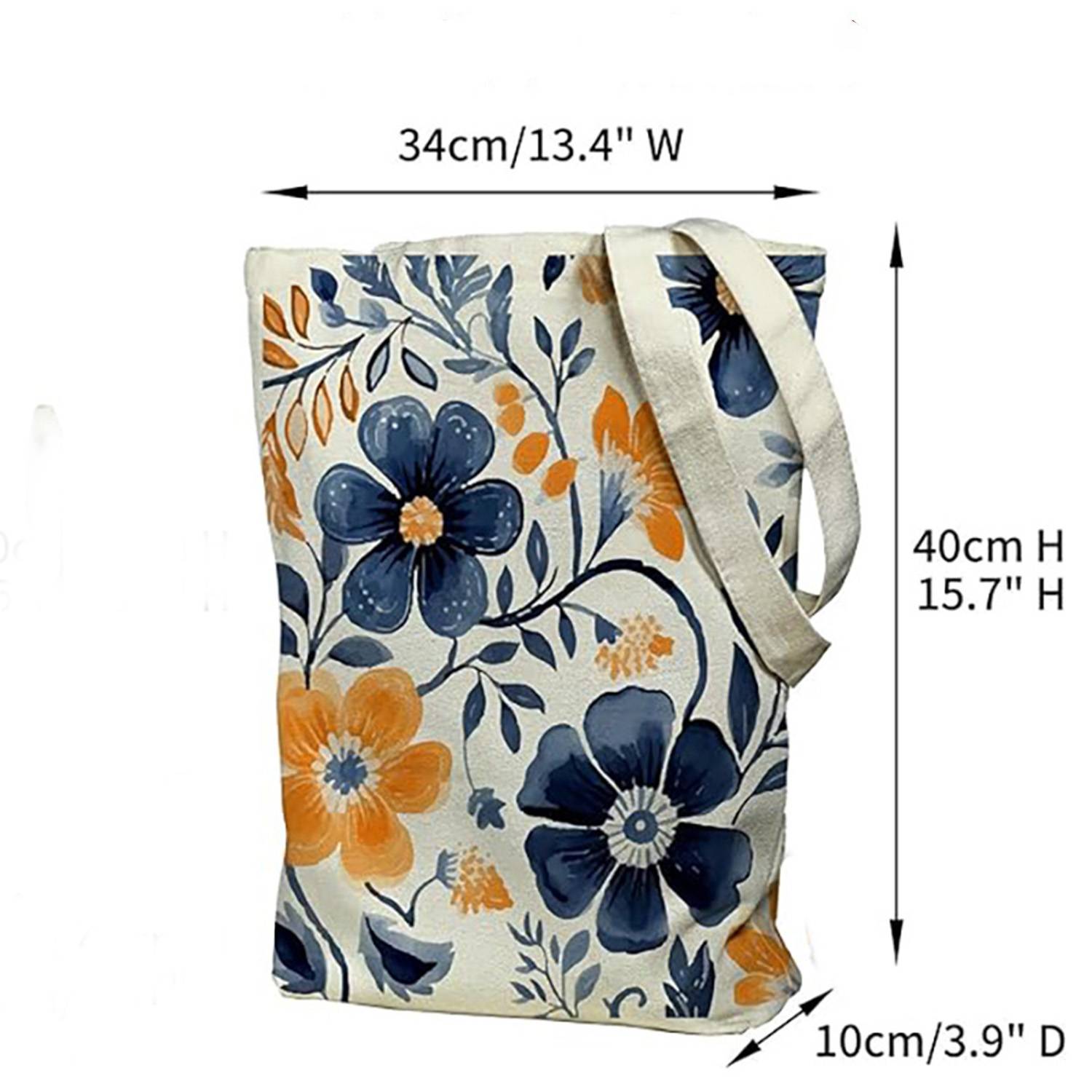 Women's Zippered Canvas Tote Bag w/ Strap for Shopping 3