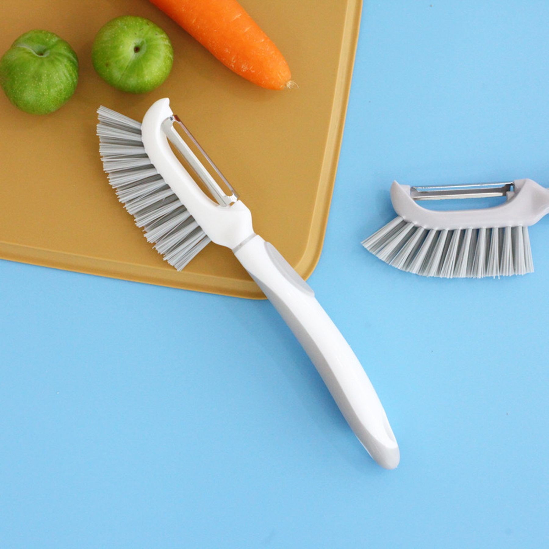 Stainless Steel Blade Potato Peeler With Brush Peeling Tool 8