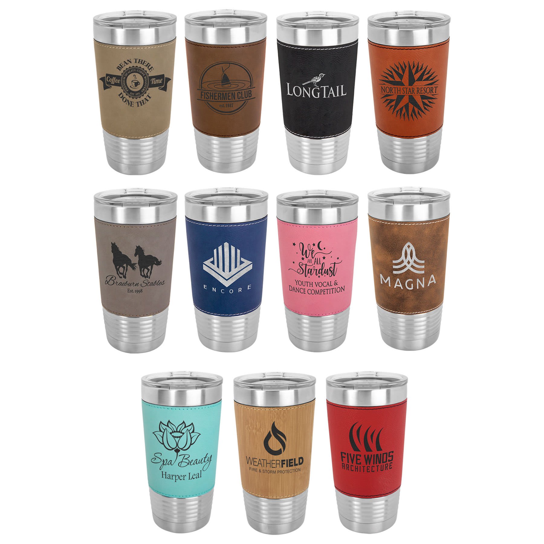 Polar Camel 20 oz. Leatherette Tumbler with Clear Lid