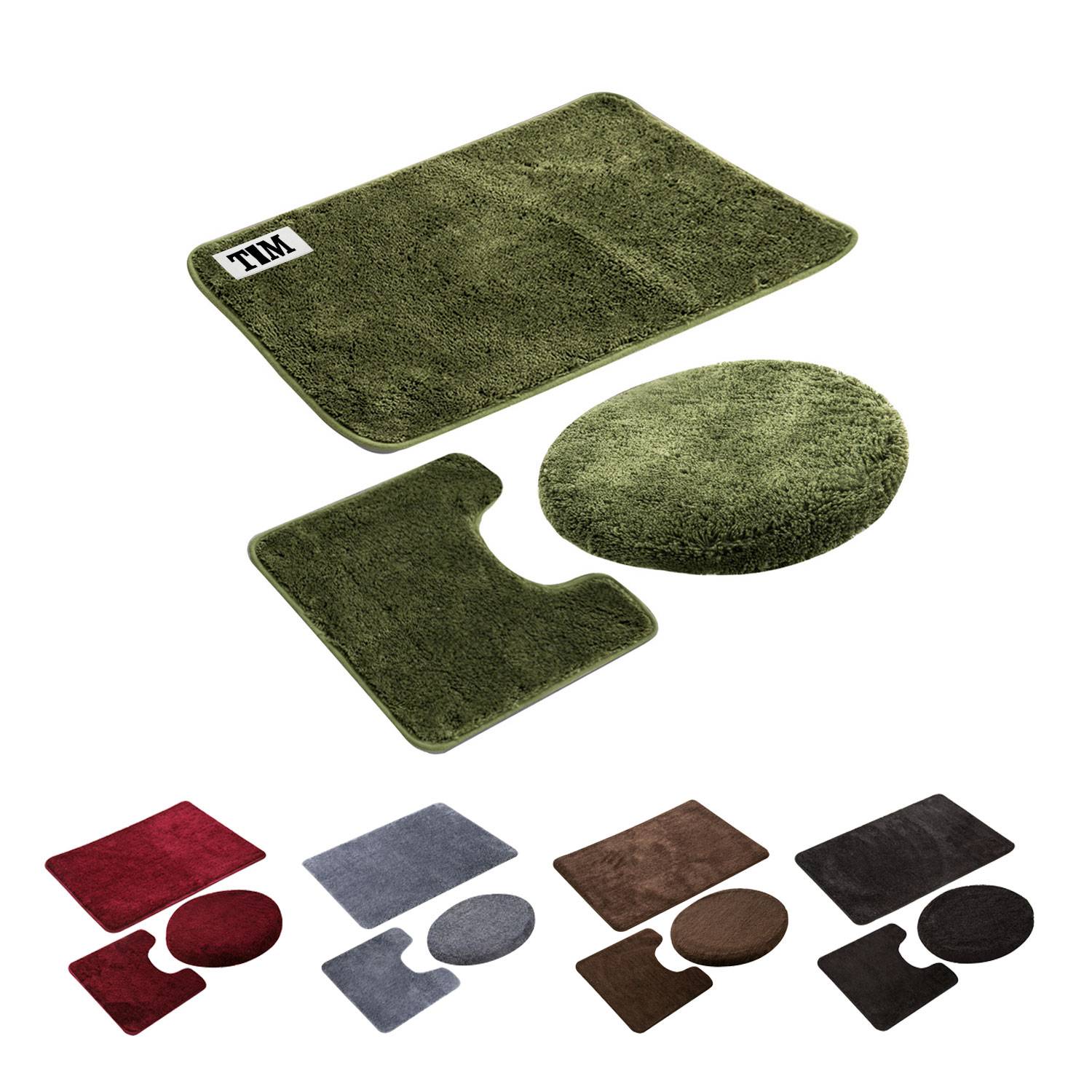 3 Piece Bathroom Rug Set Bath Mats