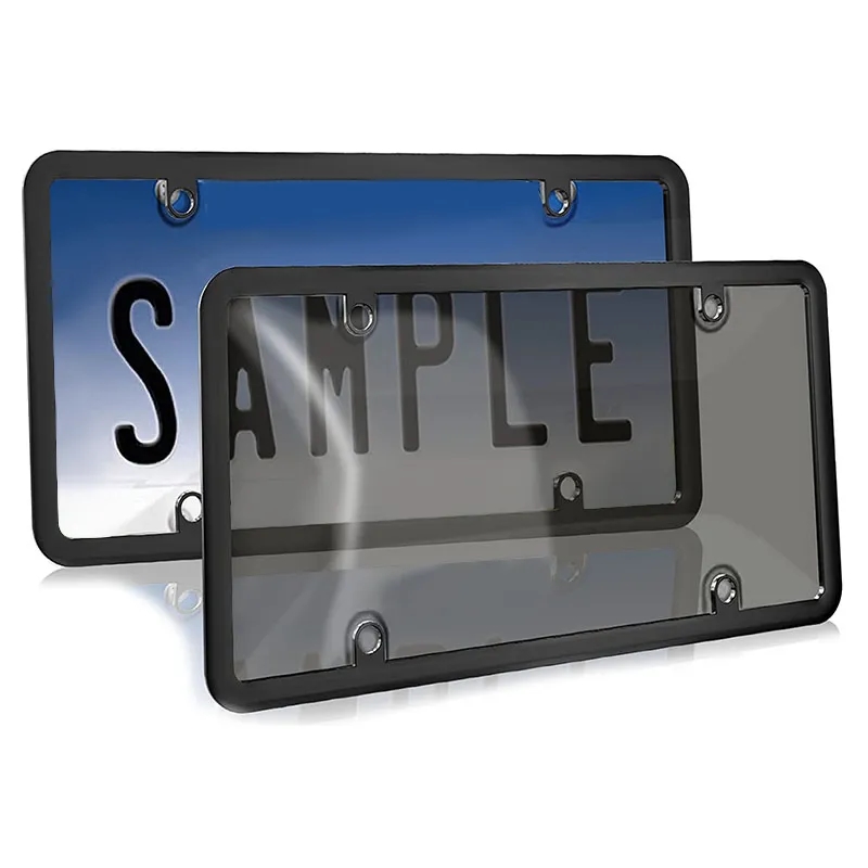 Unbreakable License Plate Tinted Covers Shields with Frame 2
