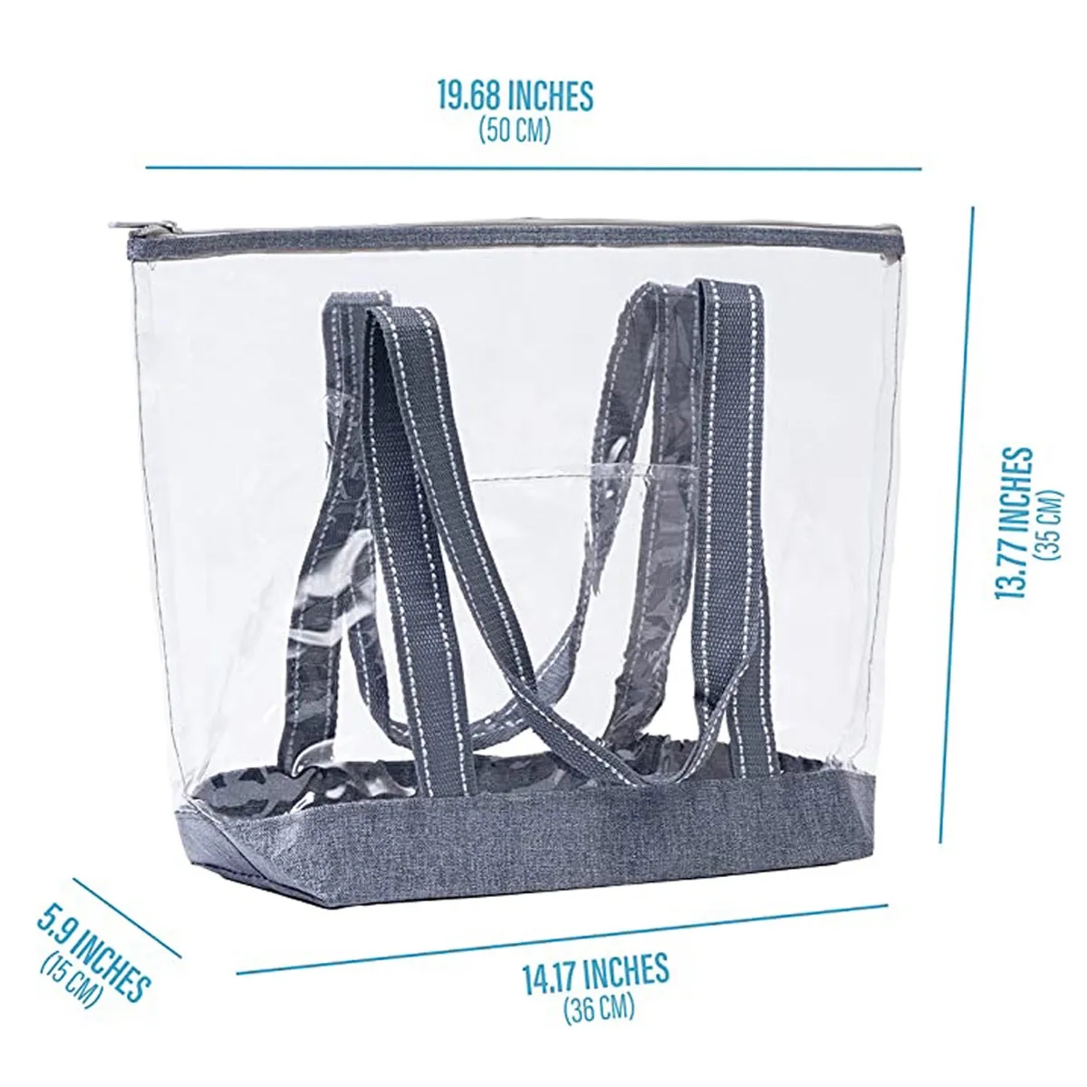 Custom Waterproof PVC Clear Beach Travel Zipper Tote Bag 5