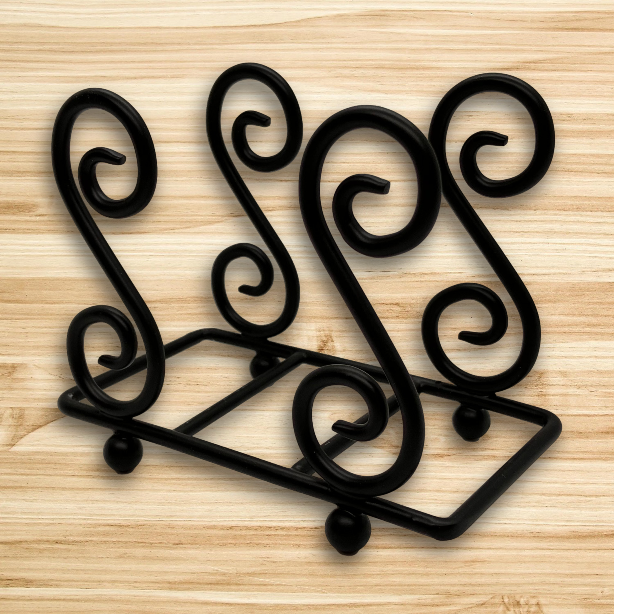 Upright Scroll Metal Coaster Holder 2