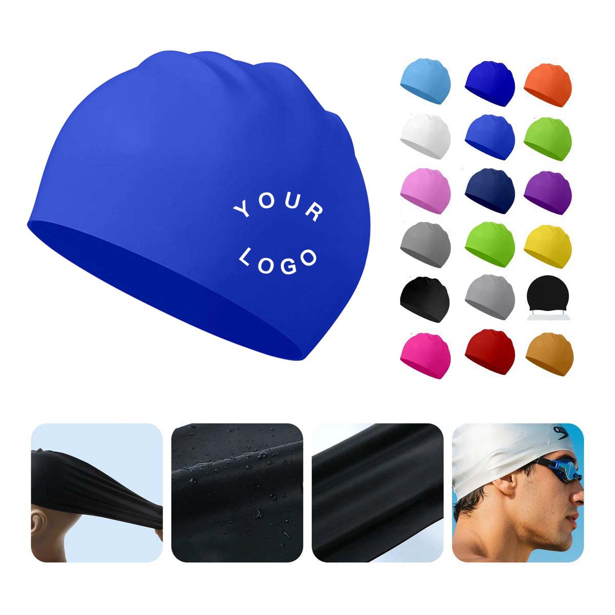 Protective Waterproof Silicone Swim Cap 2