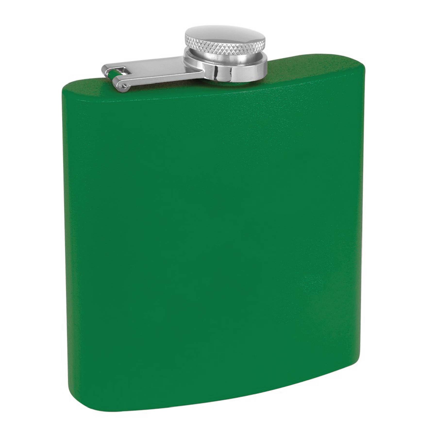 6 Oz. Matte Green Powder Coated Stainless Steel Flask, custom water bottle with logo imprint 3