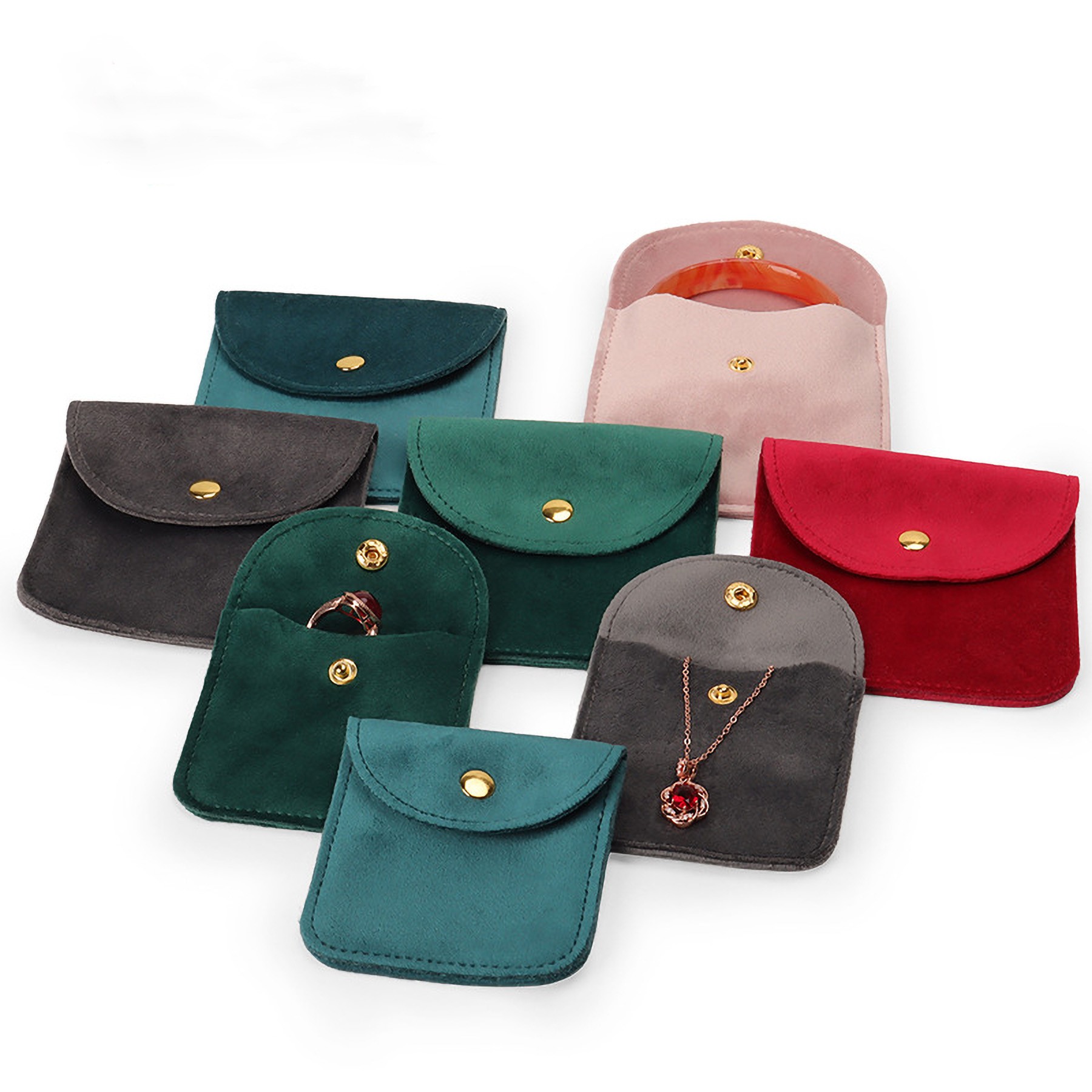 Velvet Jewelry Pouches With Snap Button, Gift Bag, Classical 2
