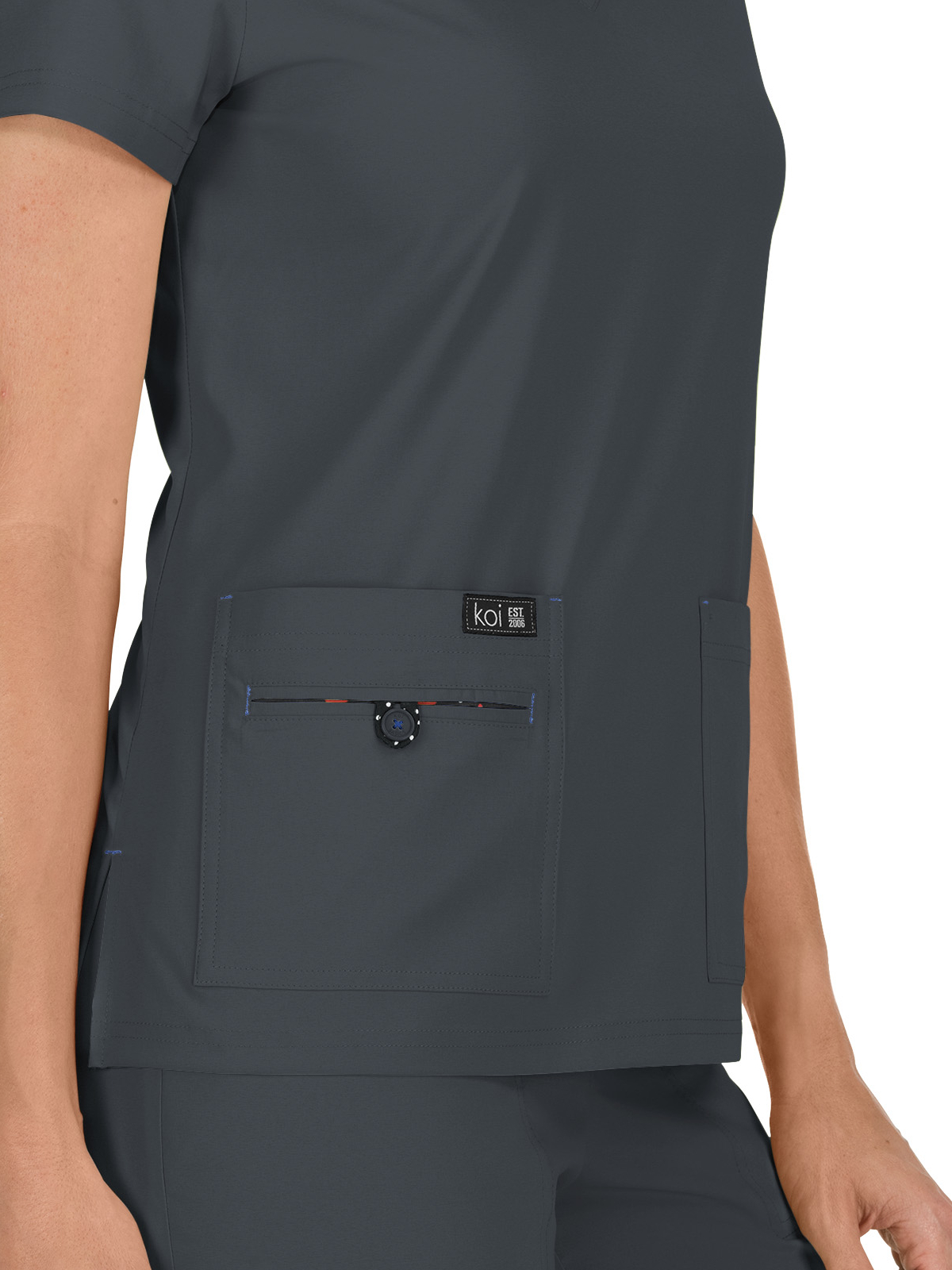 koi - Basics - Women's Four-Pocket Stretch V-Neck Becca Top 46