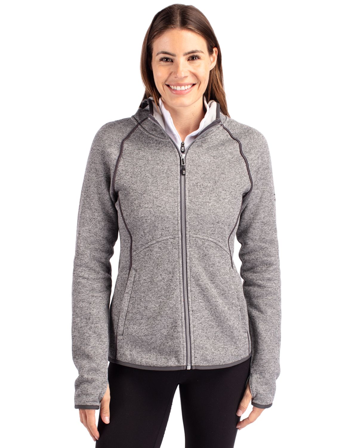 Cutter & Buck Mainsail Sweater-Knit Womens Full Zip Hooded Jacket 57