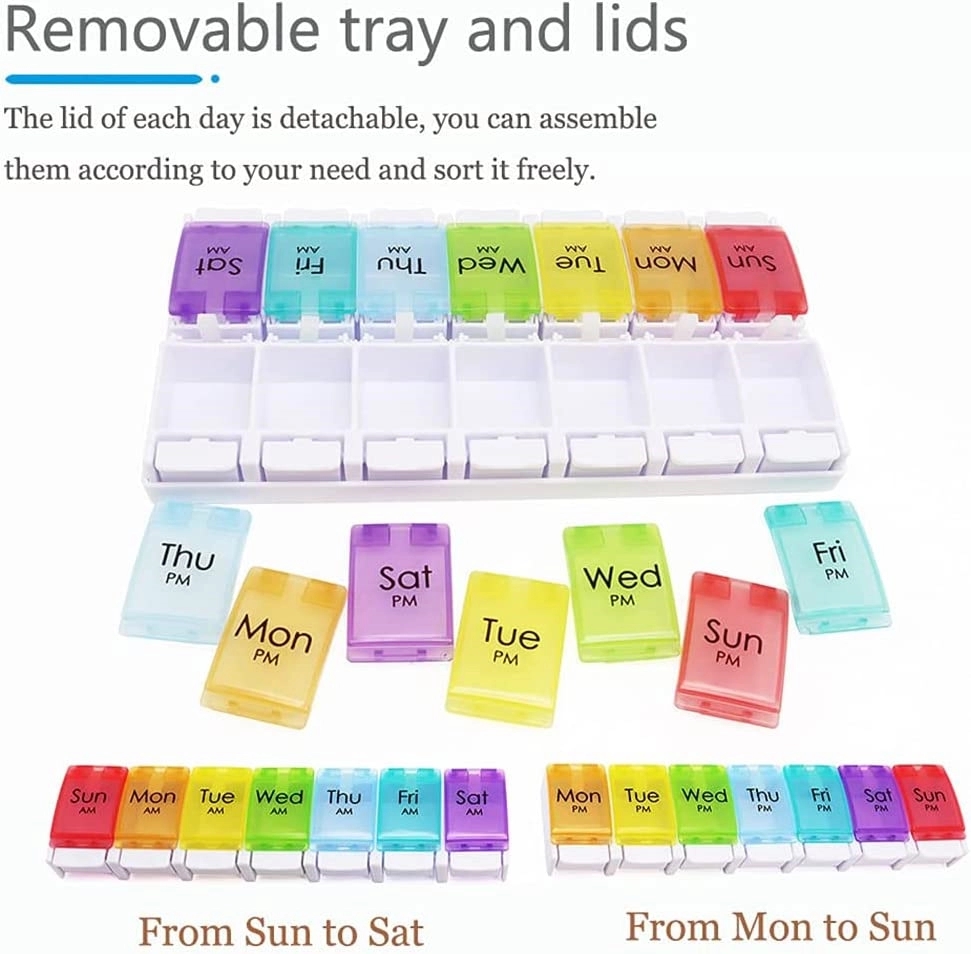 Rainbow Morning And Evening Pill Case 14 Dividers 2