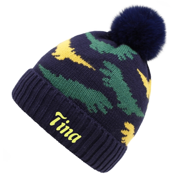Baby Knitted jacquard hat Pom Beanie With Cuff 4