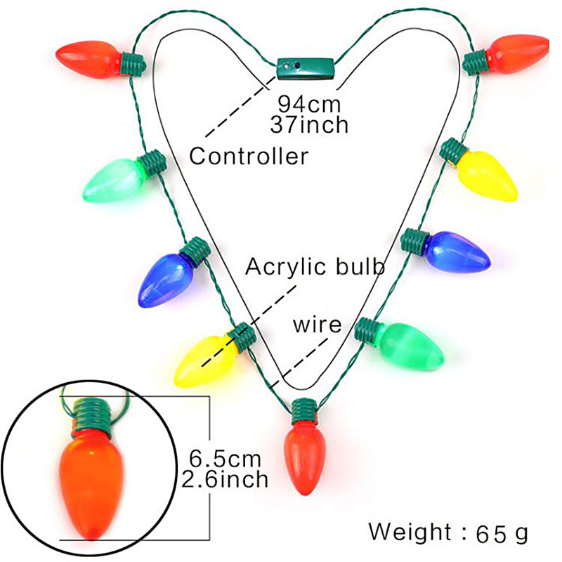 LED Light Up Christmas Bulb Necklace for Party Favors 7