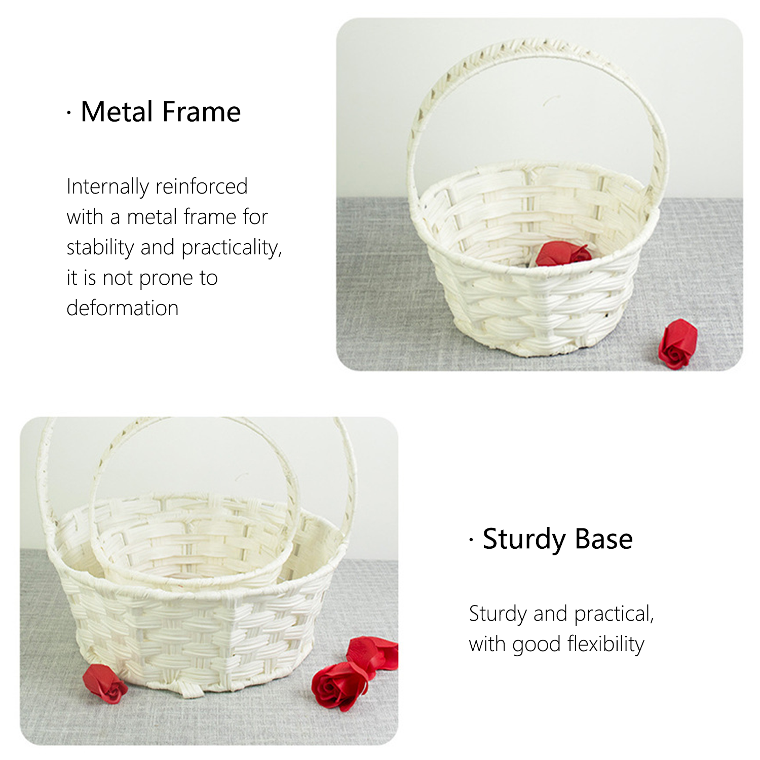 Rustic Style Small white Children Handheld Flower pvc Basket 2