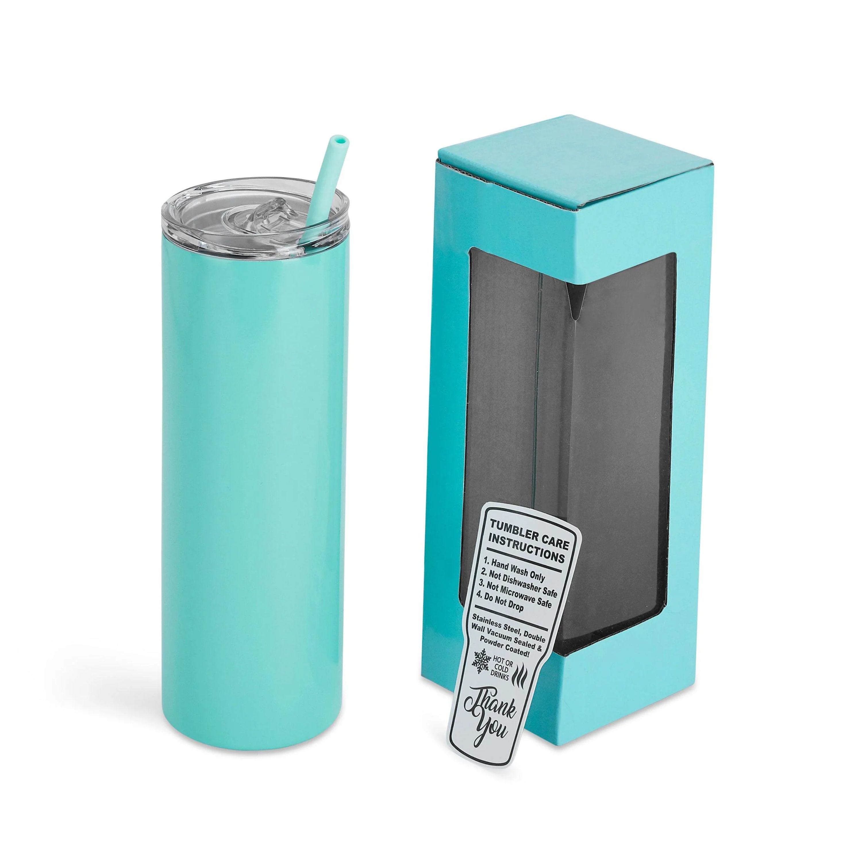 20 oz Unbranded Skinny Stainless Steel Tumbler w/ Color Matched Window Display Gift Box 5