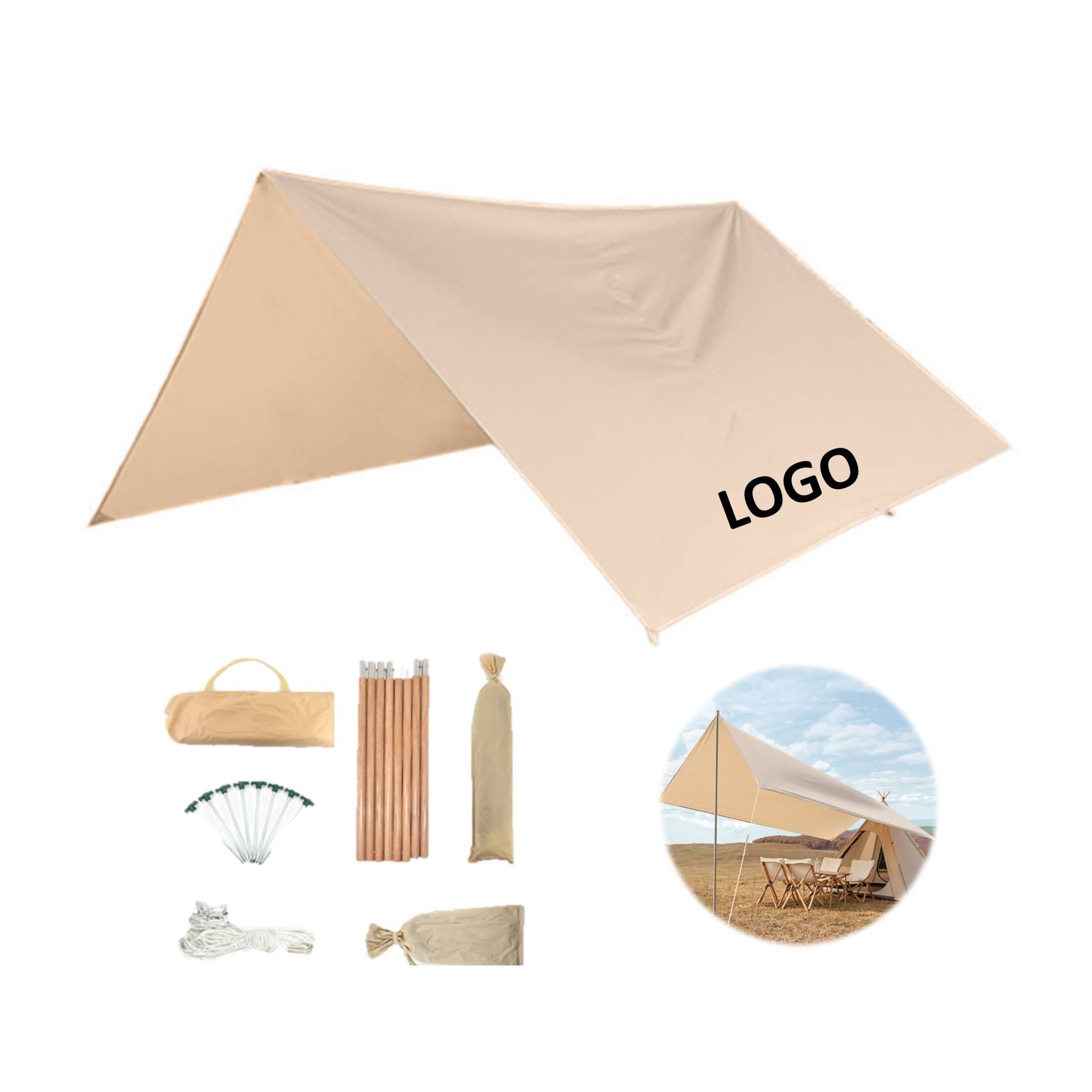 Outdoor Camping Sun Shelter Waterproof Fly Tarp 2