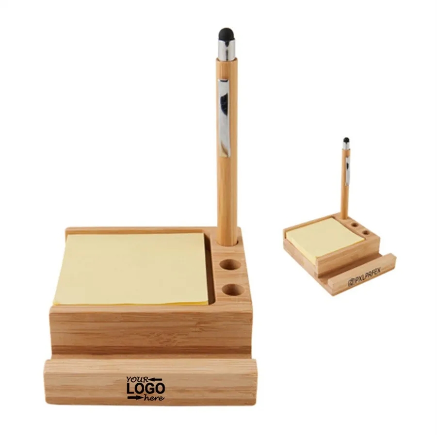 Bamboo Desk Organizer w/Phone Holder 2