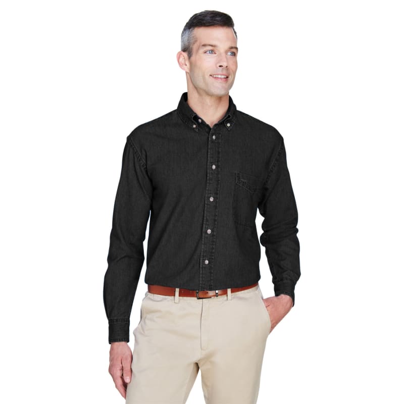 Harriton Men's Tall 6.5 Oz. Long-Sleeve Denim Shirt 3