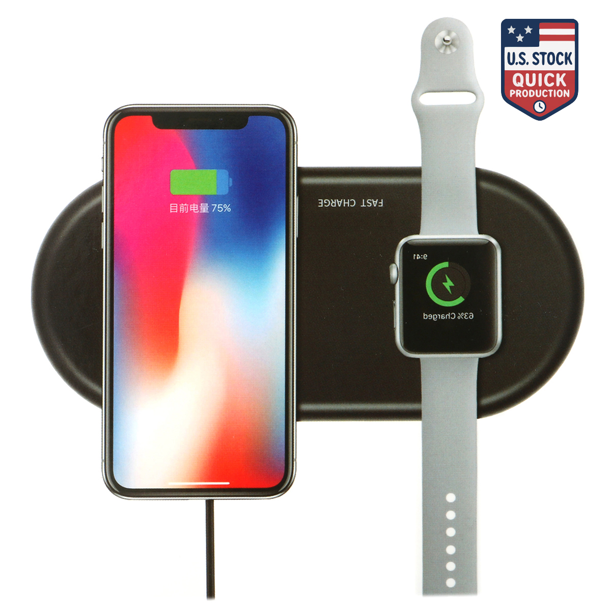 2-in-1 Wireless Charging Pad with Apple Watch® Dock – Compact & Sleek Design 1