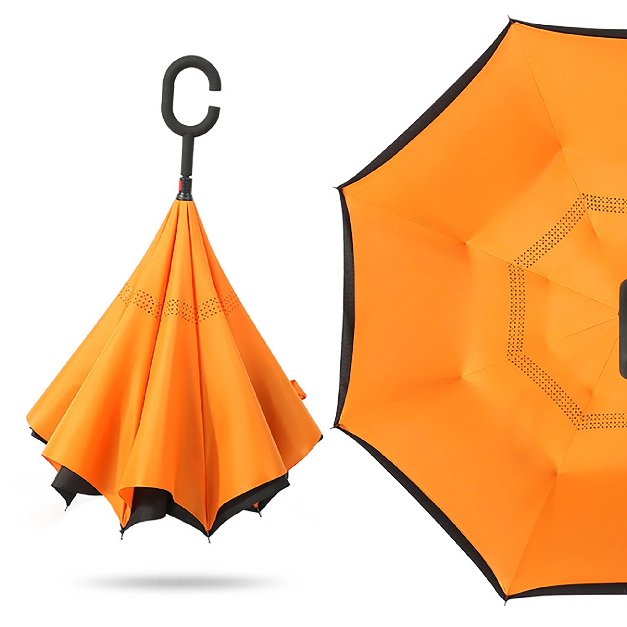 MOQ 50pcs Pure Color Windproof UVInverted Reverse Umbrella 10