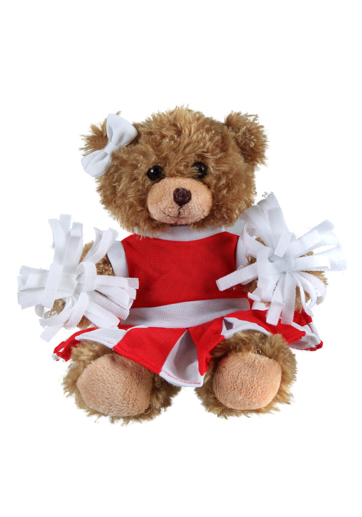 soft plush Mocha Curly Sitting Bear with cheerleader outfit 3
