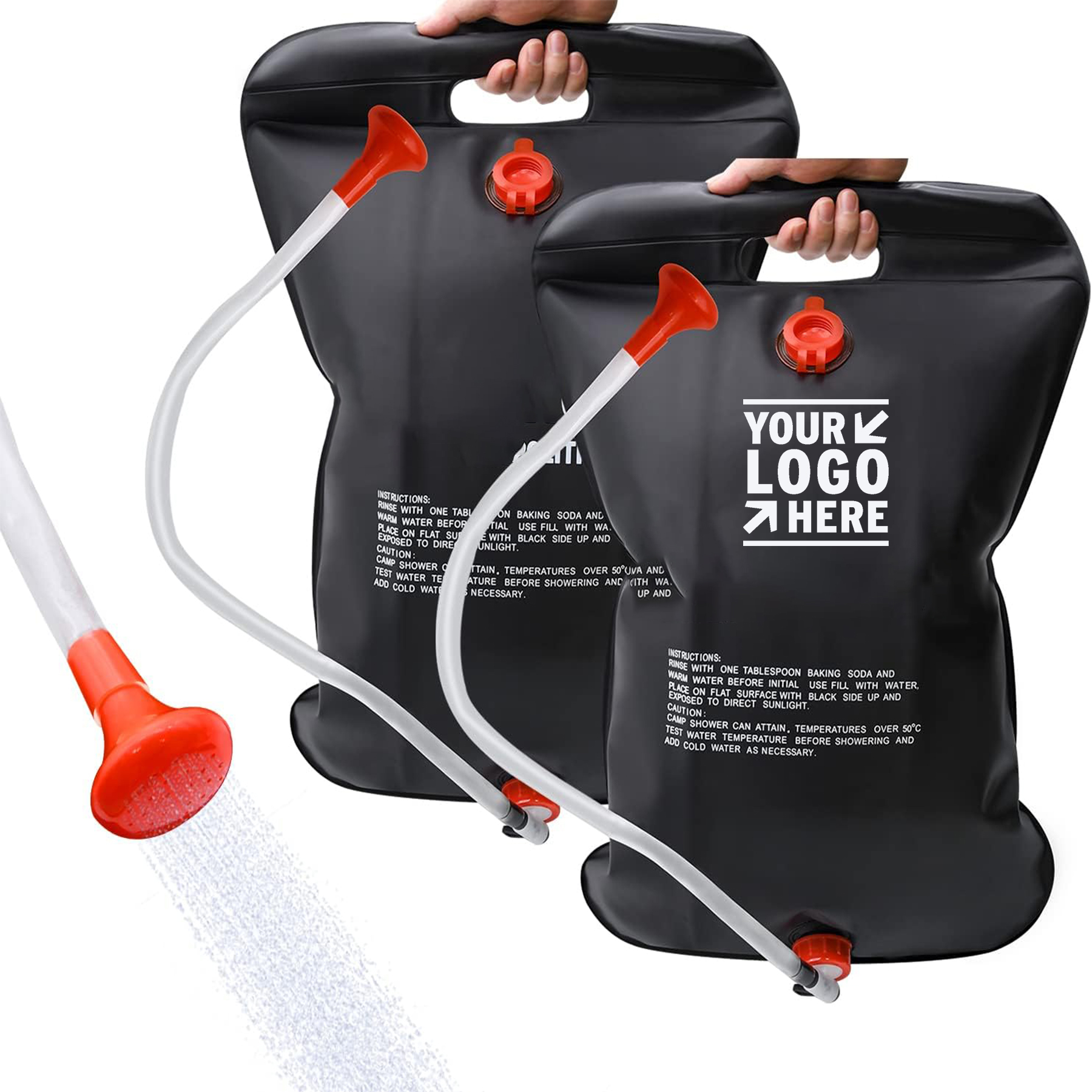 Removable Hose On-Off Switchable Head 1/2/4 Pack 5 Gallons/20L Camping Portable Solar Shower Bag 2