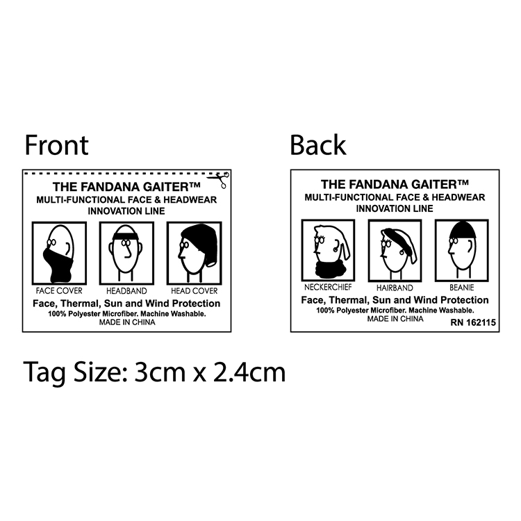 "THE FANDANA™" Full Color Sublimation Import Air Ship Full-Size Multi-Functional Gaiter & Headwear 1