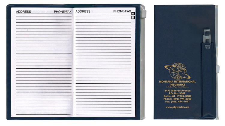 Address Book w/ Zip Back Planner & Clear Pen - Solid Color Cover 4
