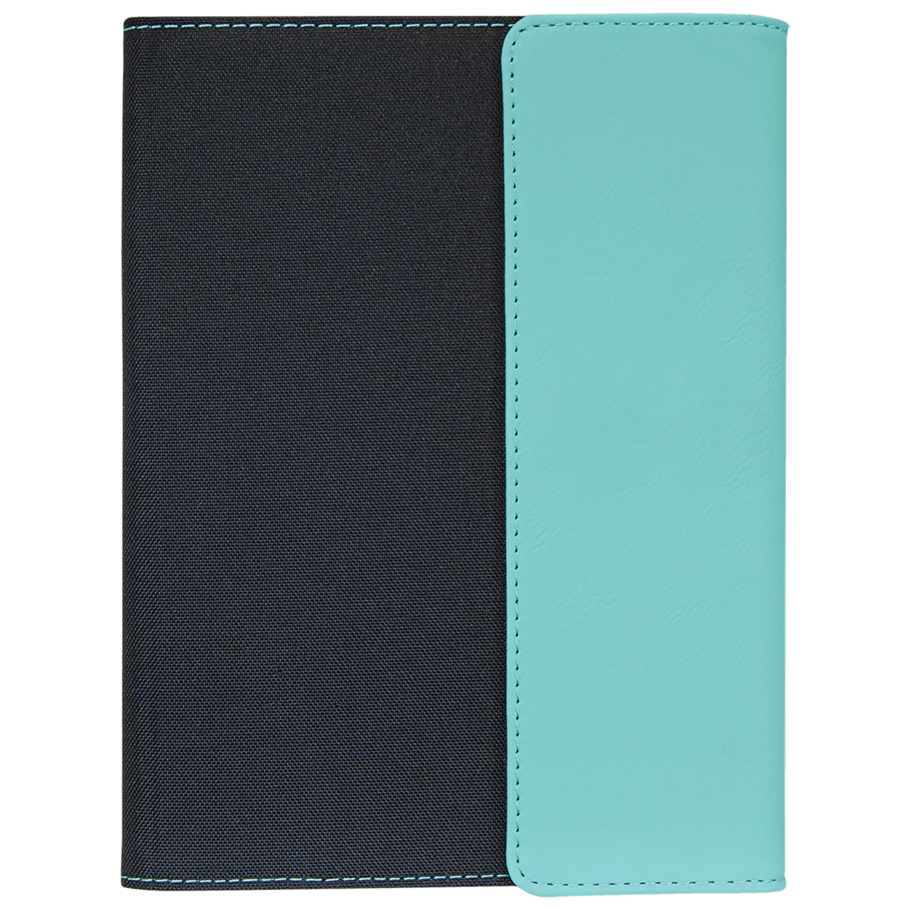7" x 9" Teal Leatherette & Black Canvas Portfolio 4