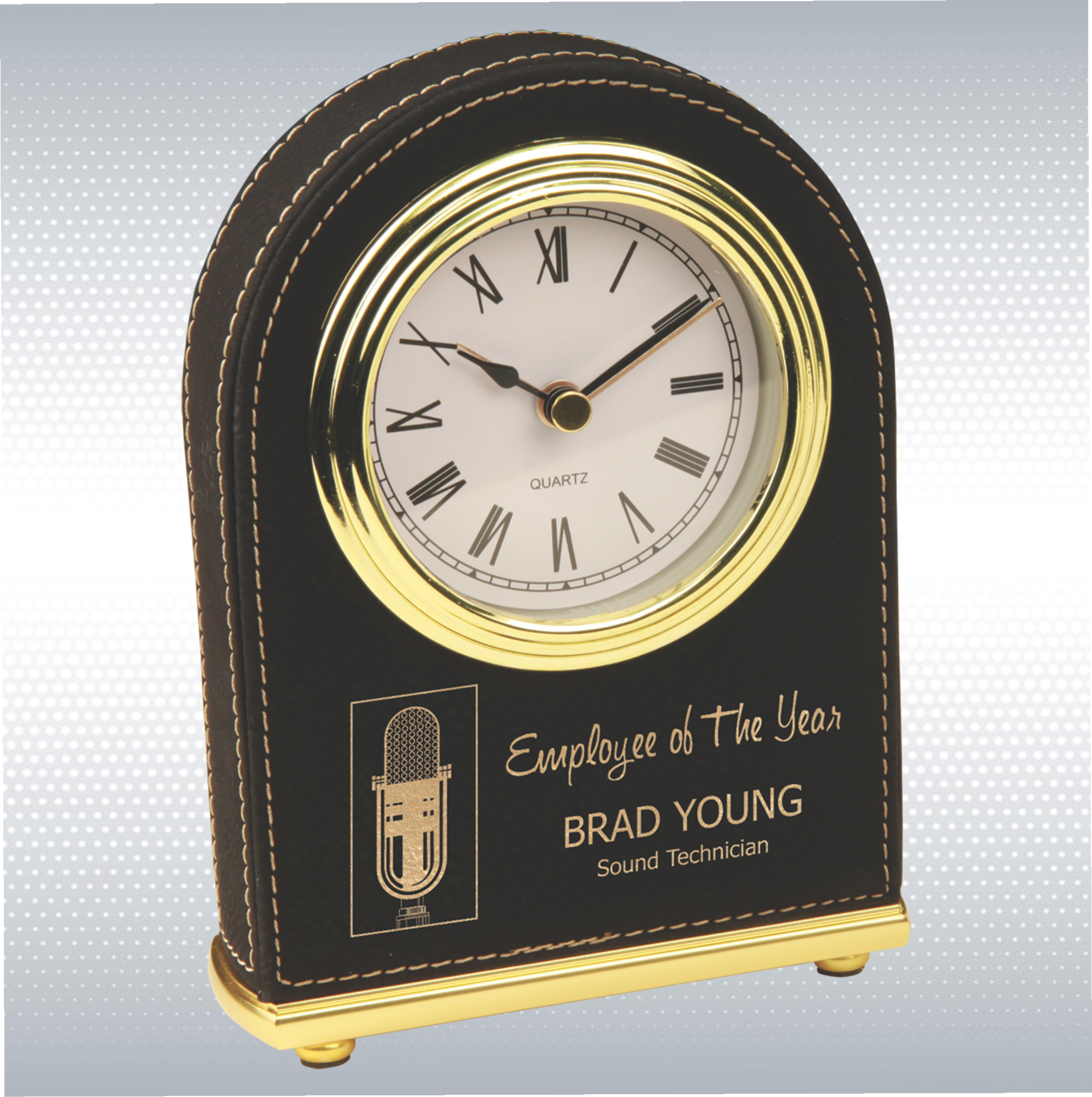 5.5" Light Brown Leatherette Arch Desk Clock 18