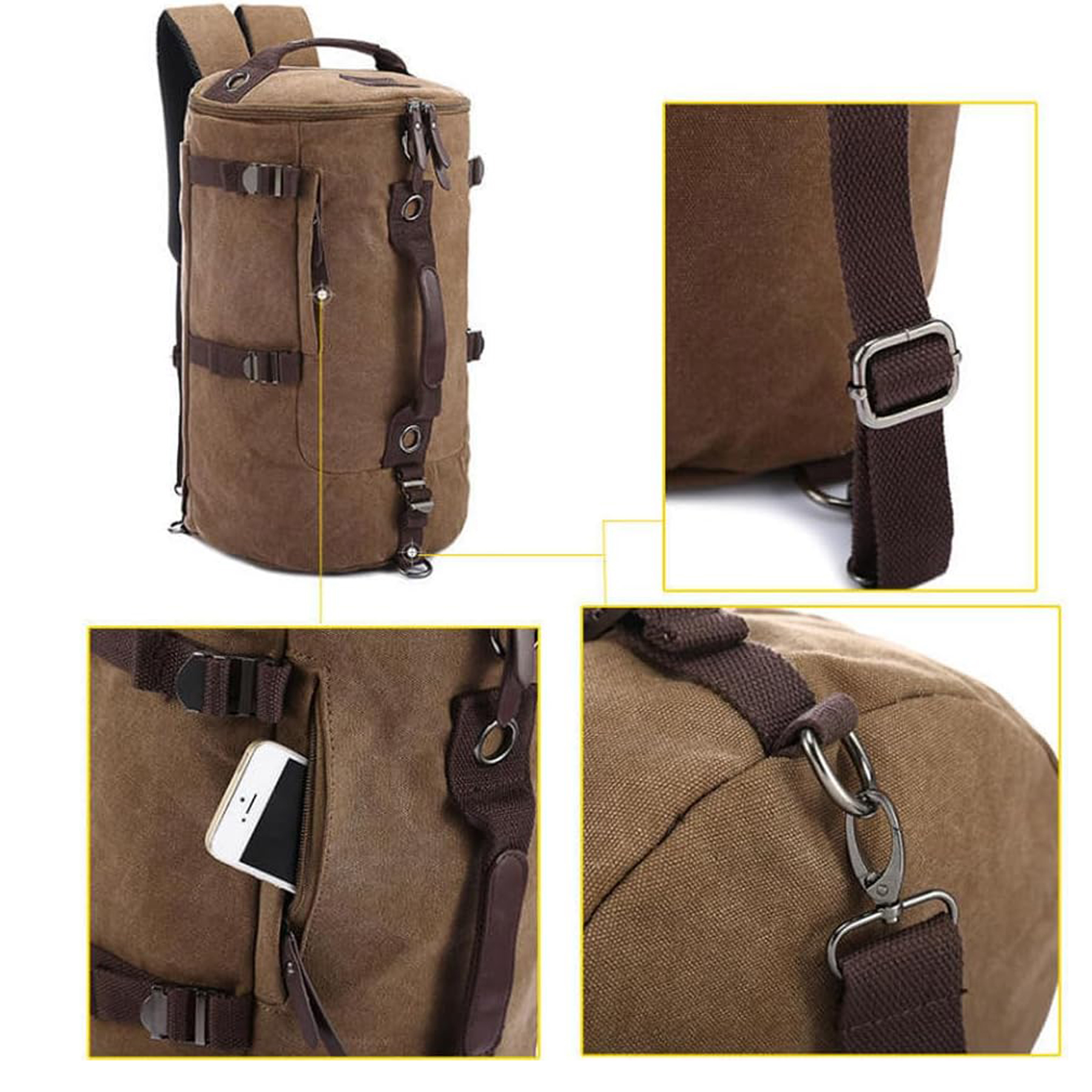 Men's Canvas Hiking Backpack with Laptop Compartment 7