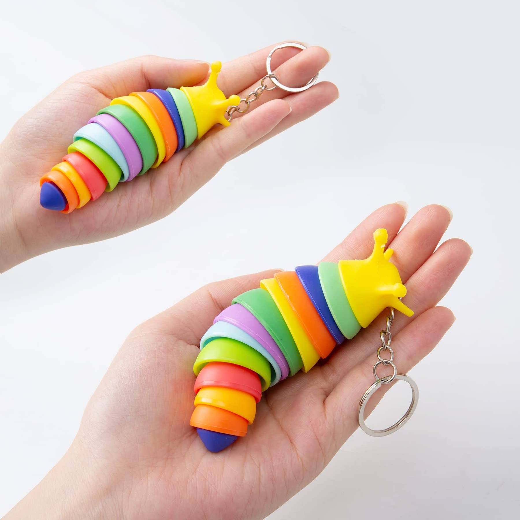 Caterpillar squishy stress reliever keychain with closure 3