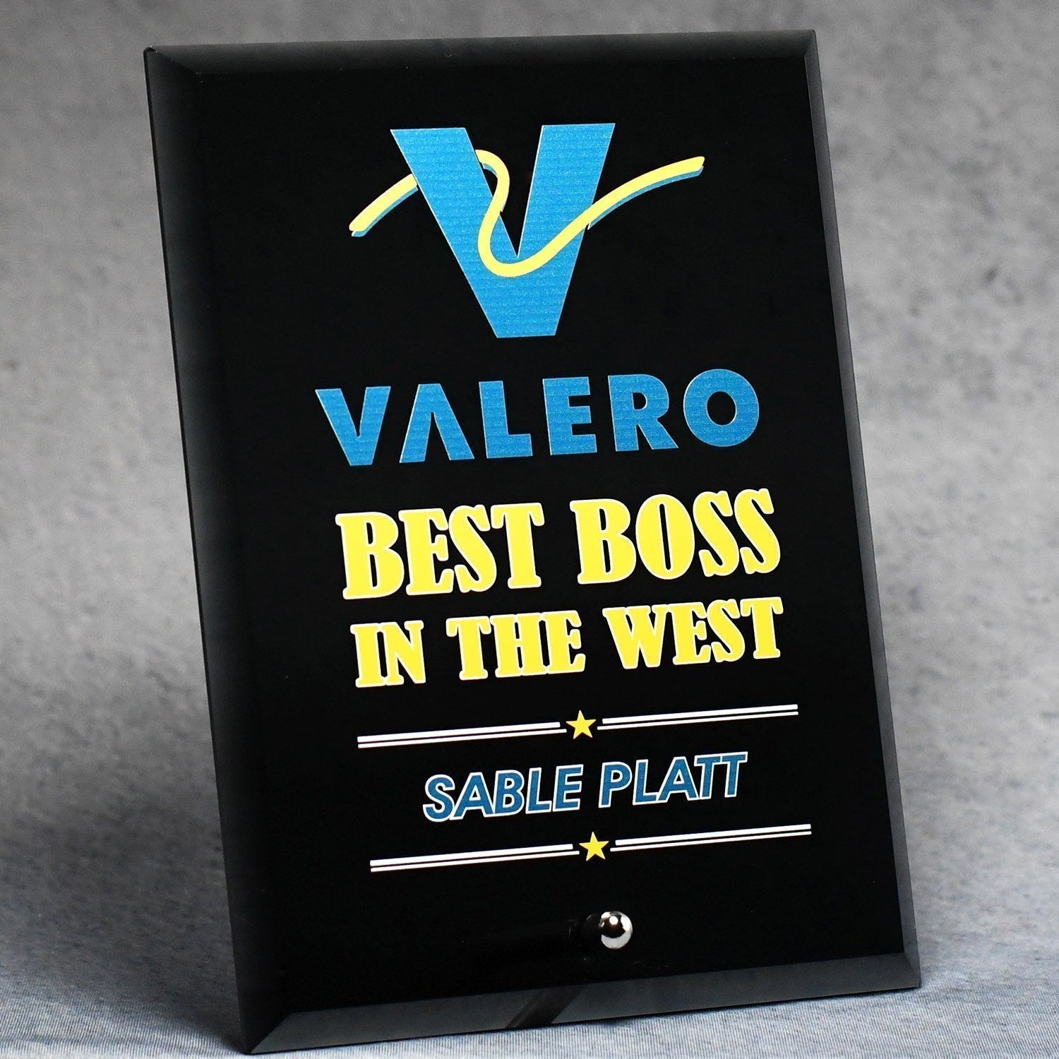 Economy Black Glass Standing Plaque 3