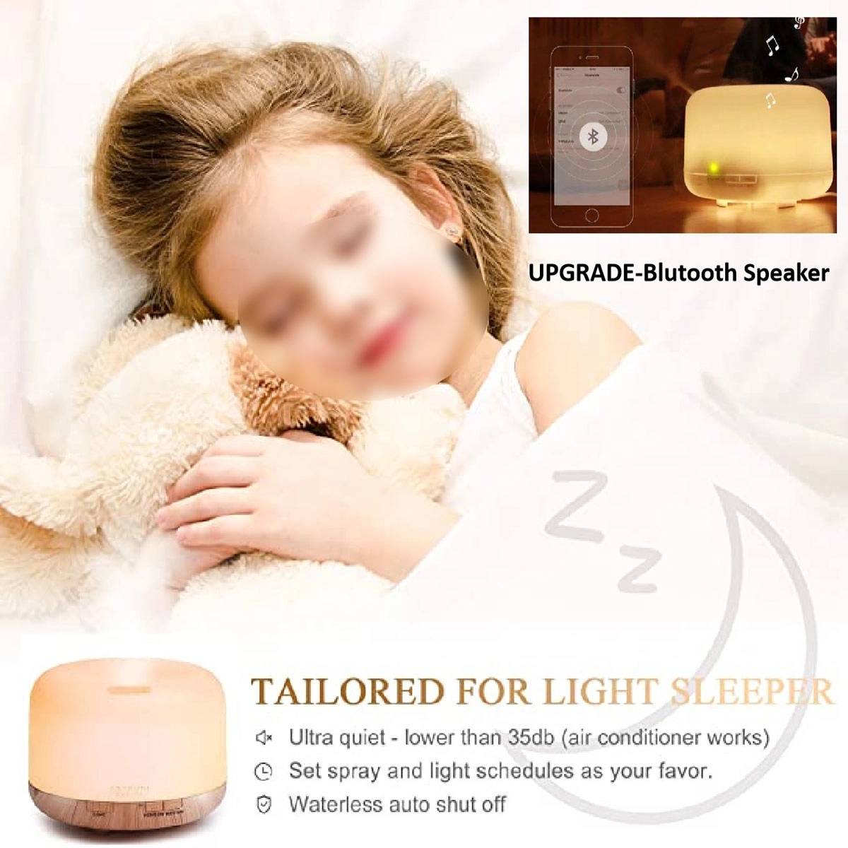 500Ml Essential Oil Diffuser Bluetooth Speaker 5
