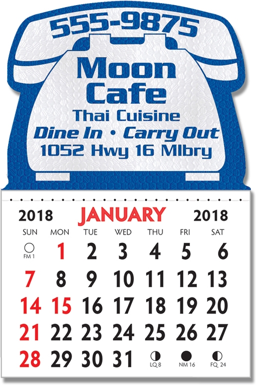 Designer Shaped Kwik-Stik 6 Mil Smooth Vinyl Calendar w/ Phone Top 2