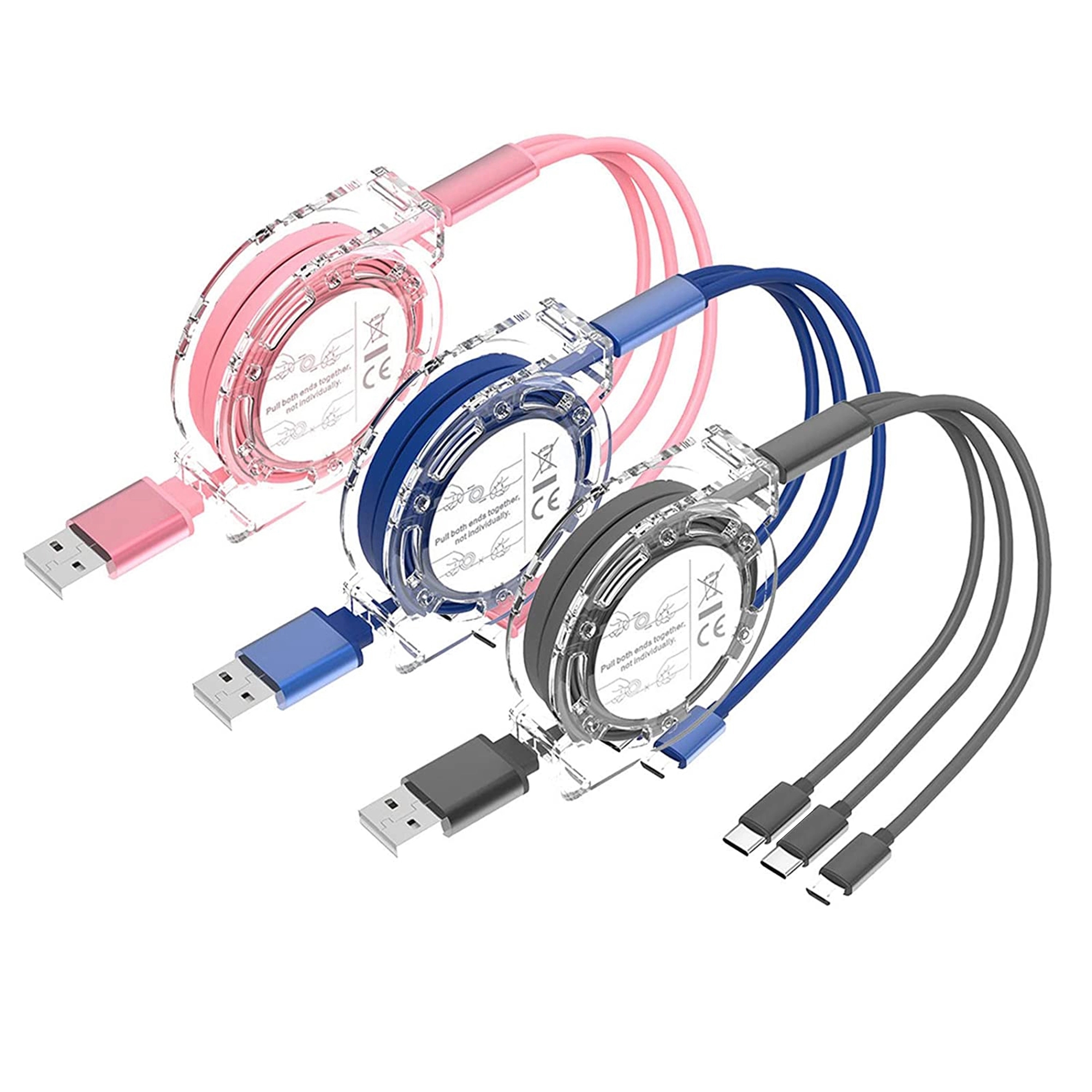 Retractable 3 in 1 Multiple USB Charging Cable