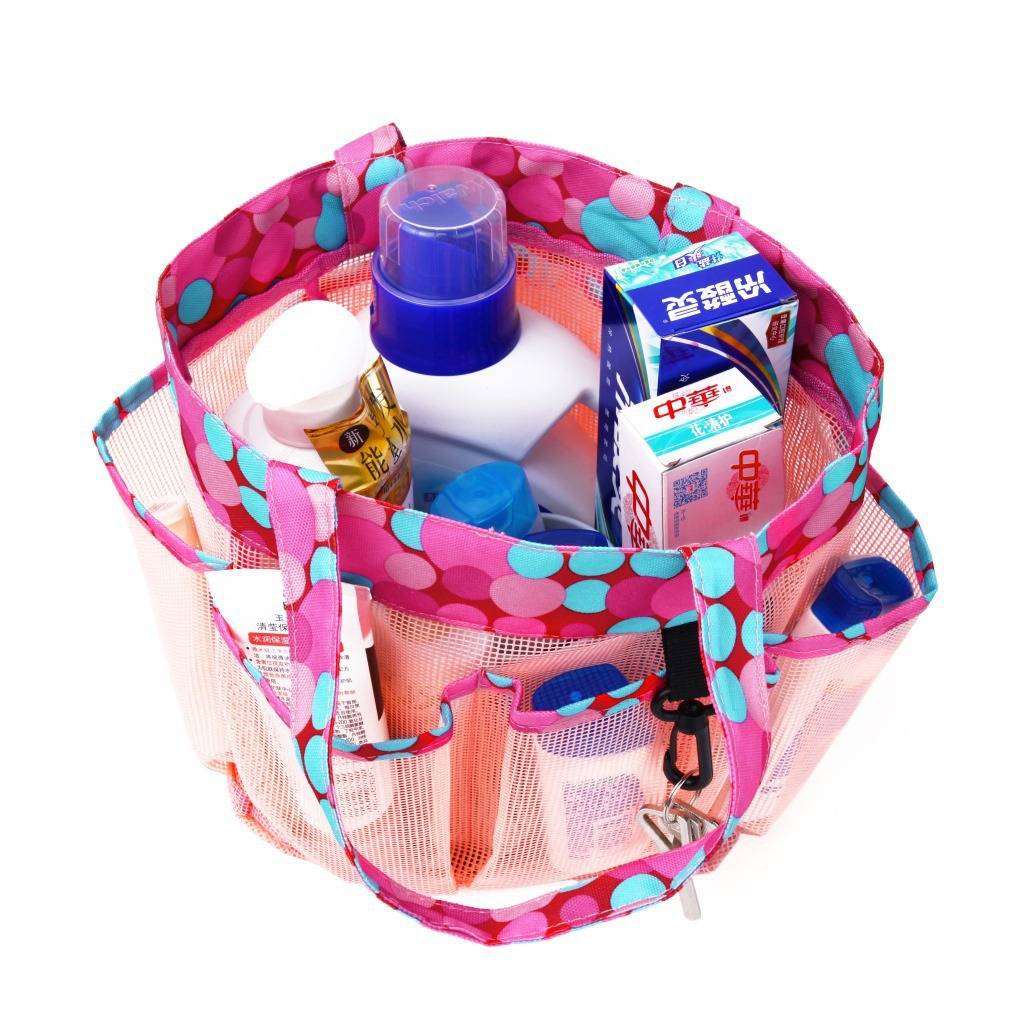 Polyester Multi Pocket Shower Mesh Tote Bag 4