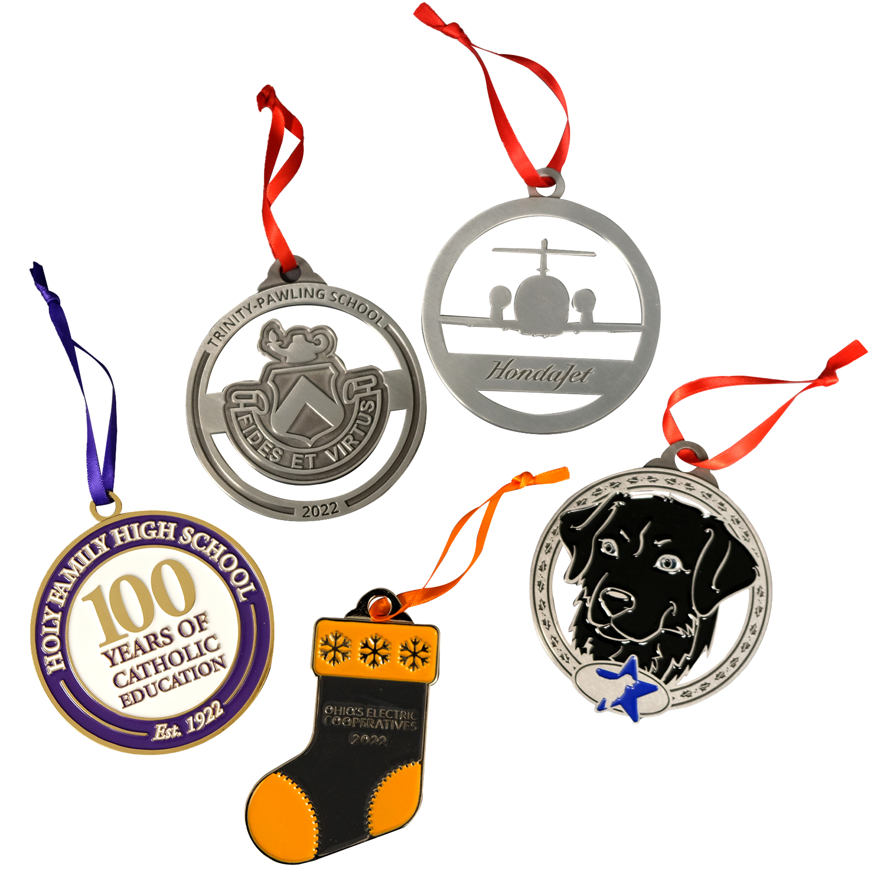 Die Struck Ornaments: 3" W x 3" H 12