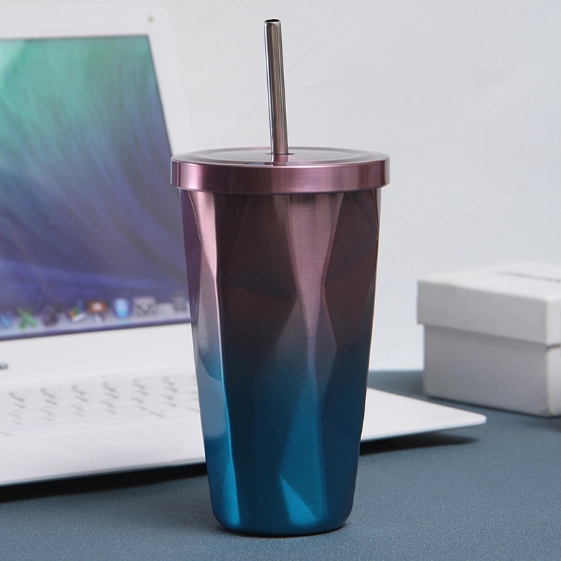 16 Oz Stainless Steel Gradient Diamond Shaped Vacuum Bottle 10