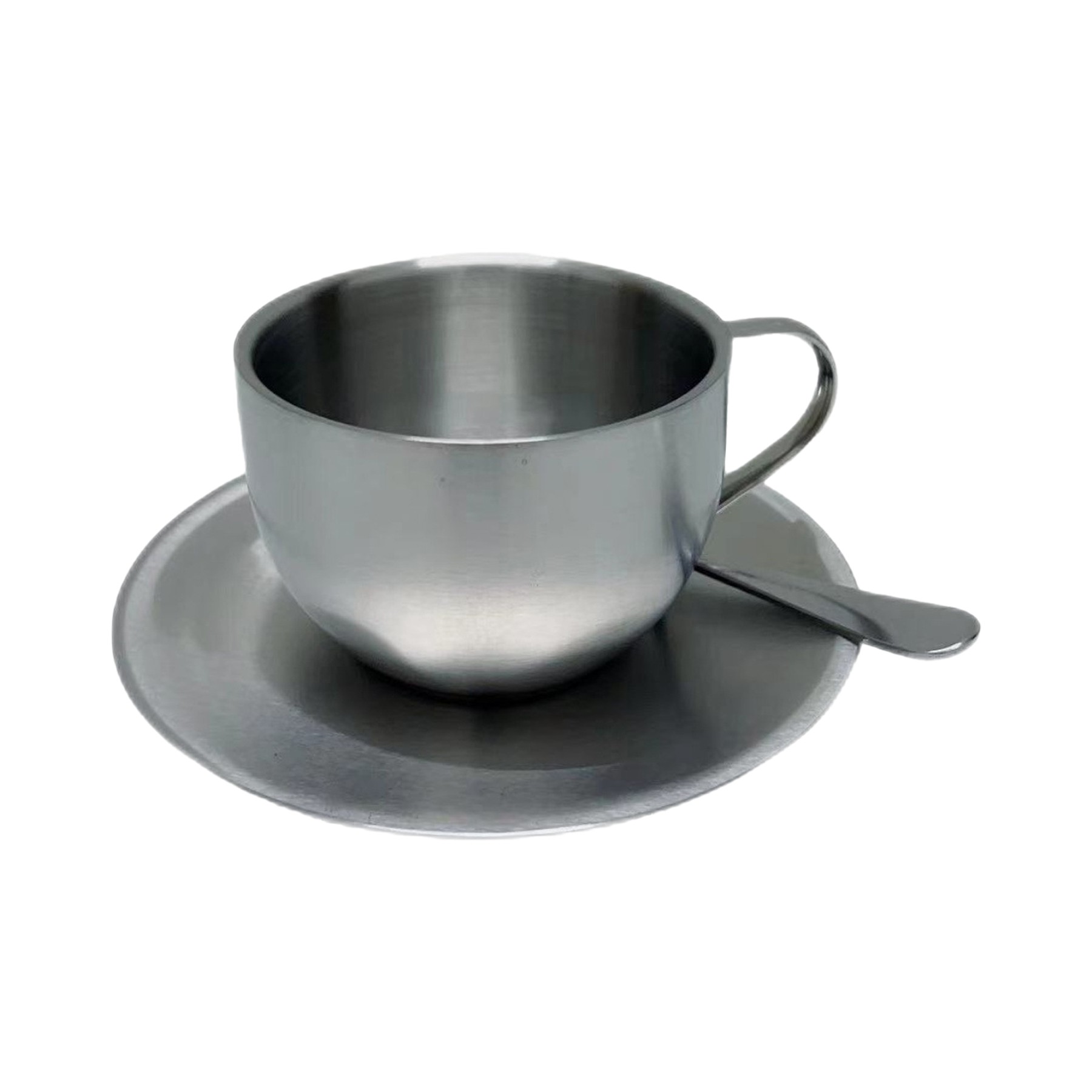 Double Stainless Steel Coffee Cup Three-Piece Set 2