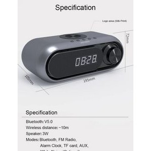 Bedside Radio Alarm Clock Speaker with QI Wireless Charger 4