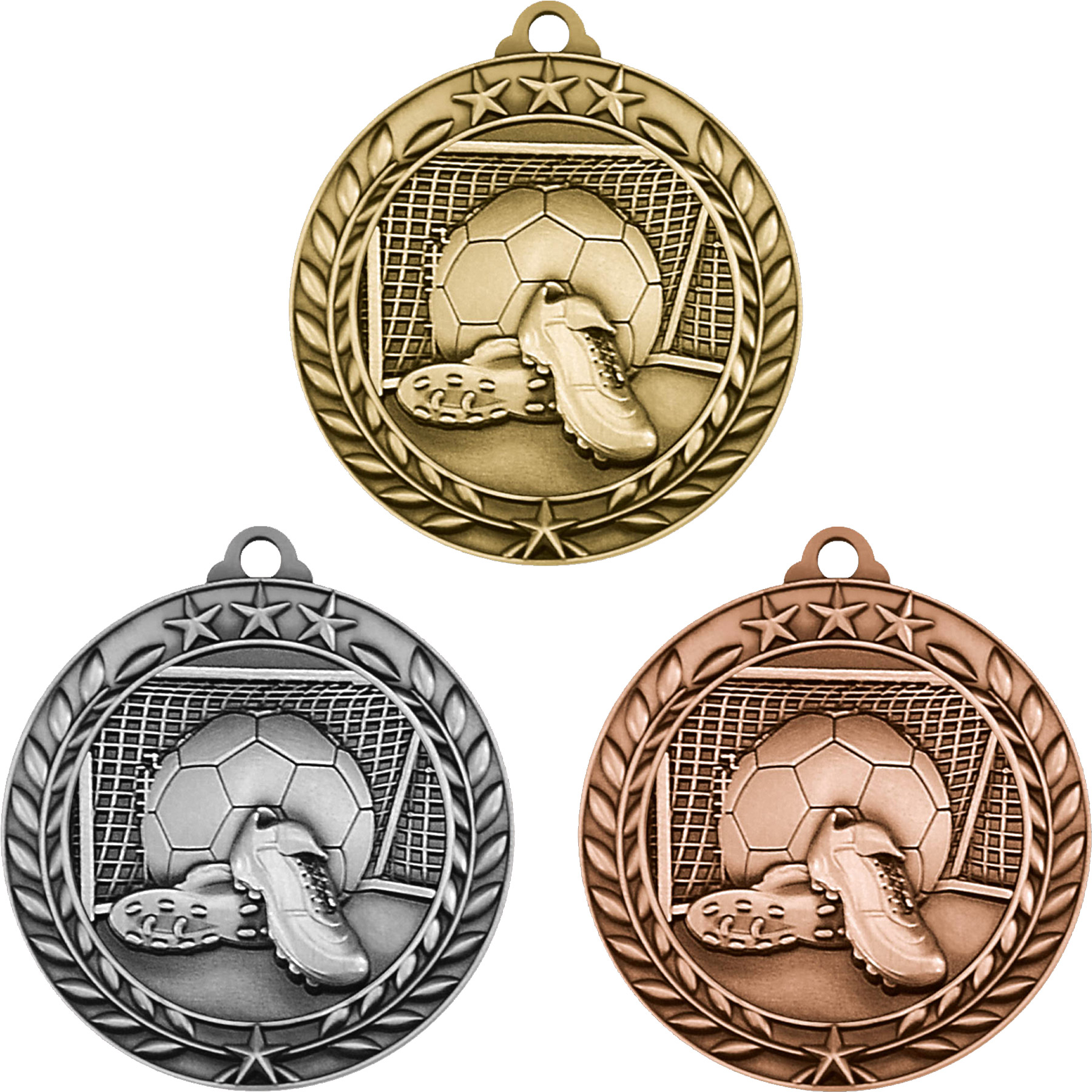 Stock Small Academic & Sports Laurel Medals: Soccer