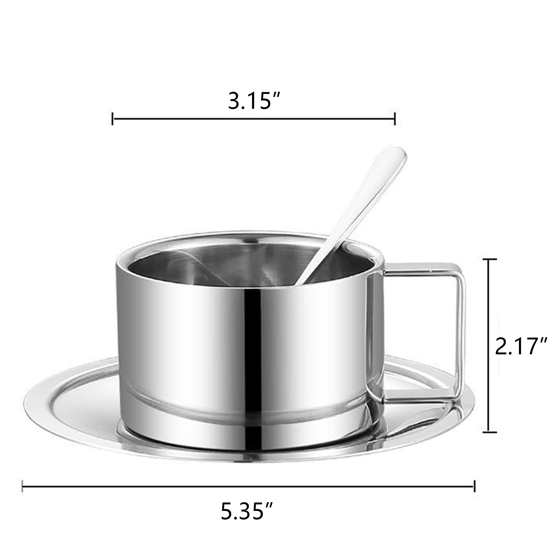 Coffee Cups W/ Saucer & Spoon Set 2