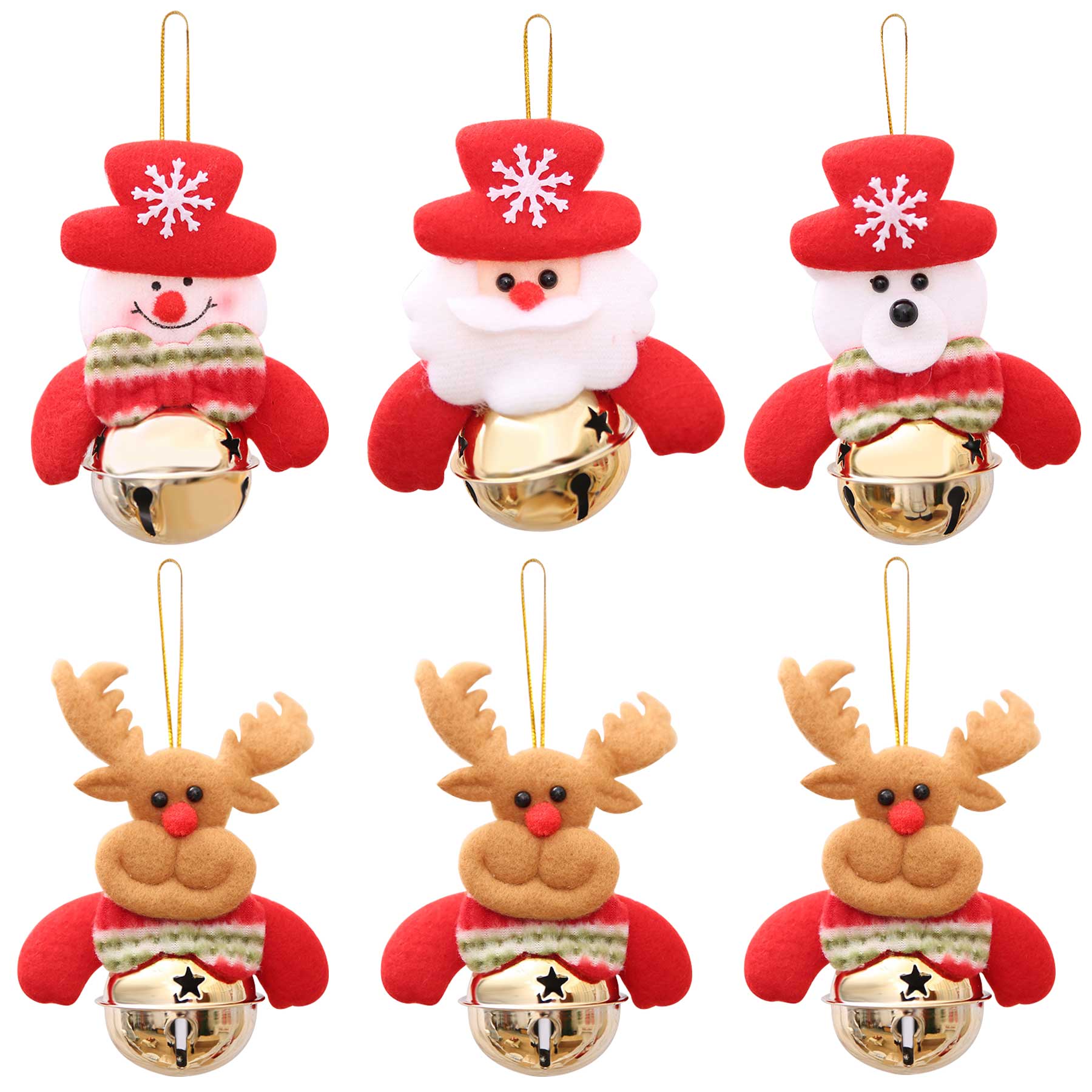 Christmas Tree Pendant Old Man Doll Holding Bell 1