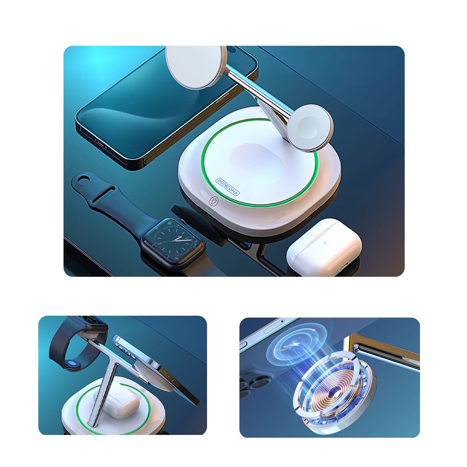3-in-1 15W magnetic wireless charging stand charger 5