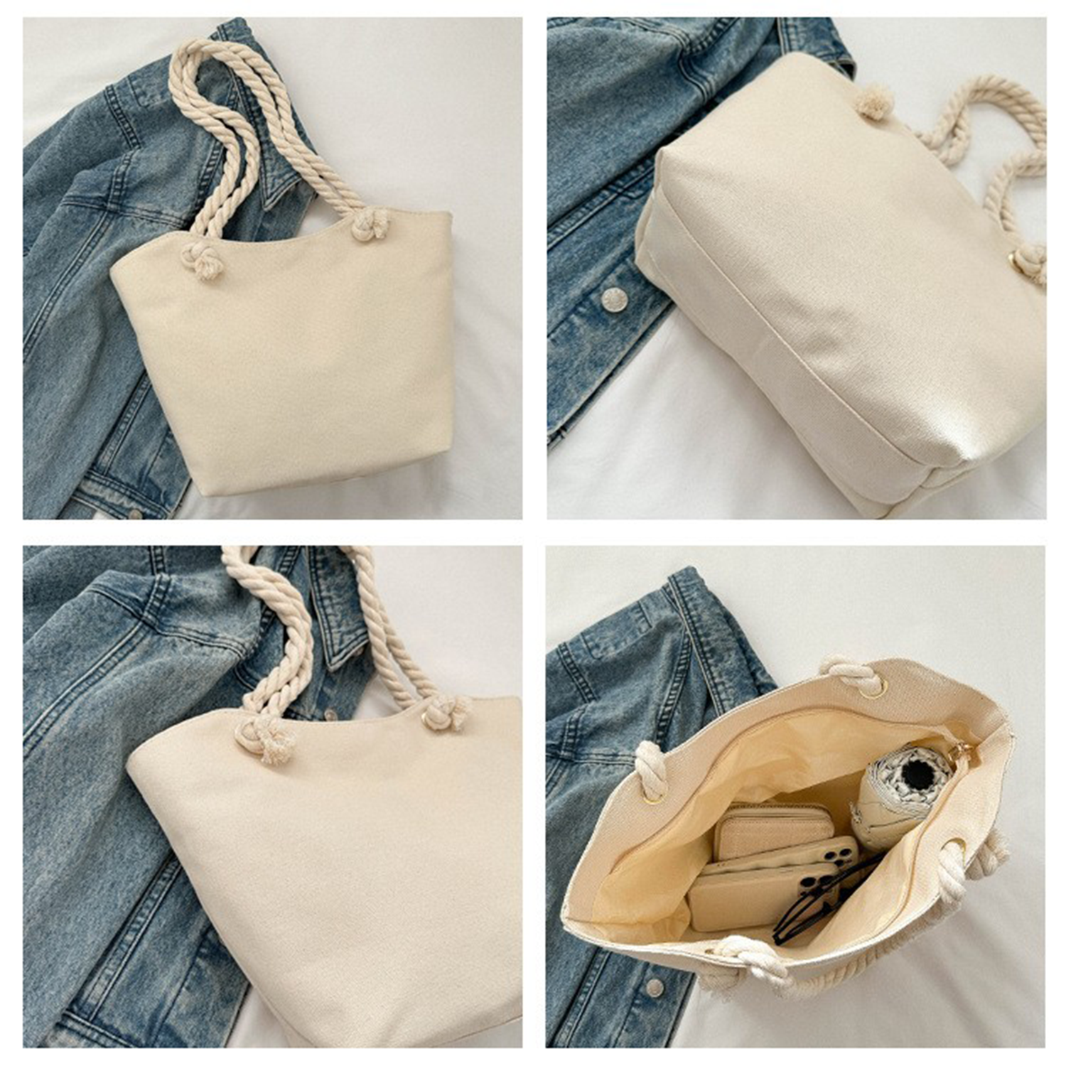Large Capacity Tote Canvas Bag, custom tote bag with logo imprint 9