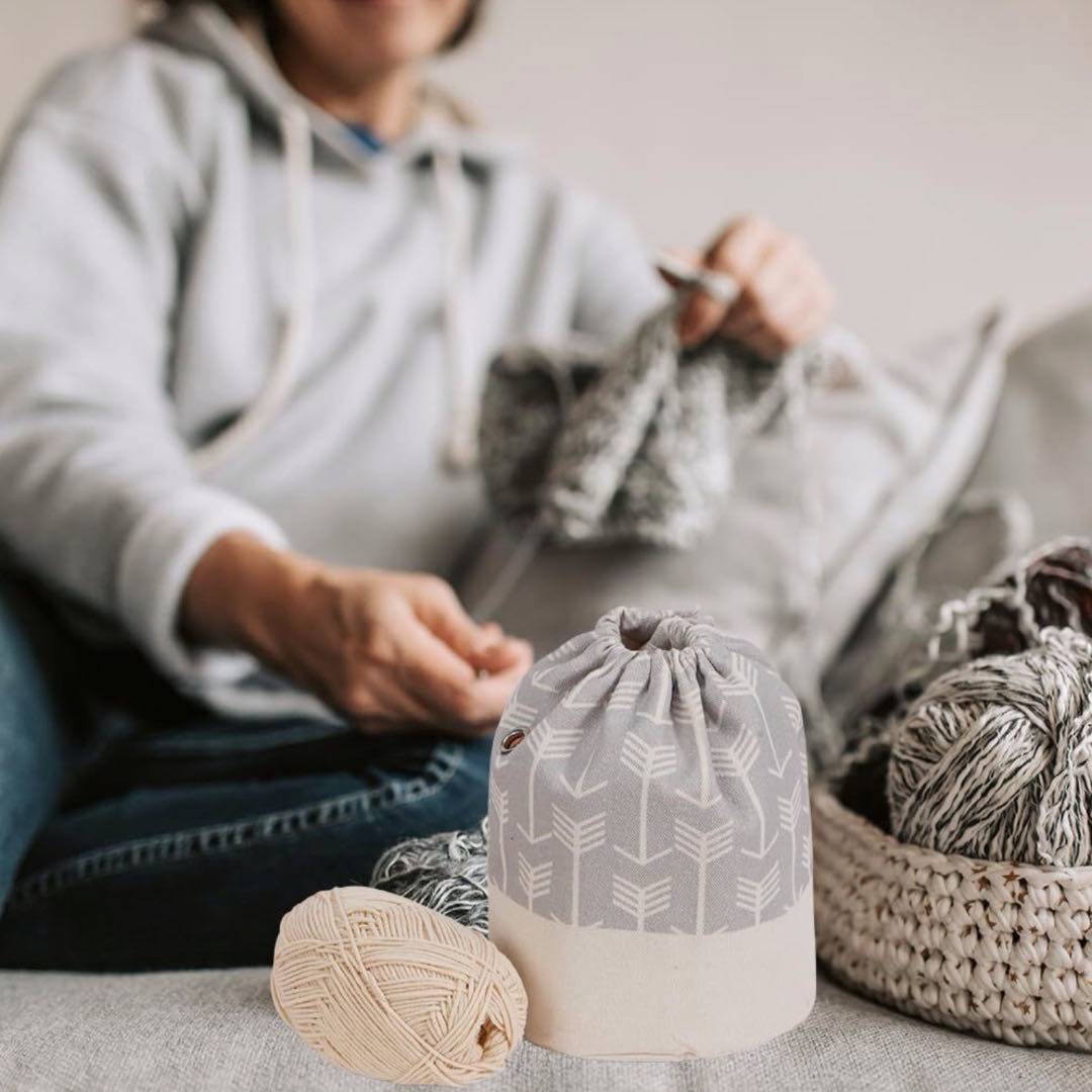 Small Knitting Drawstring Crochet Bag 4