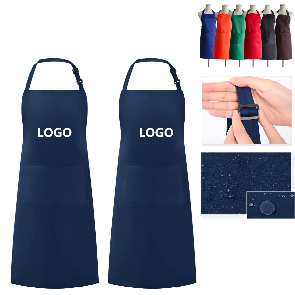 Waterproof Adjustable Bib Apron with 2 Pockets 2