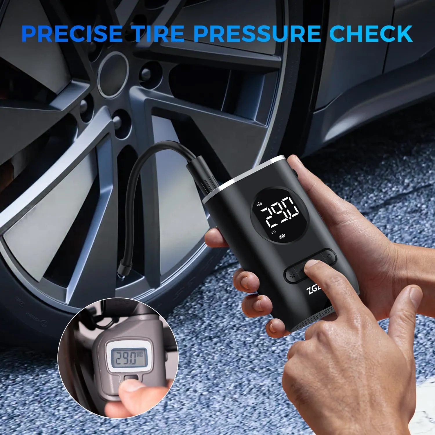 150PSI Cordless Air Pump for Car Tires with LED Light 8